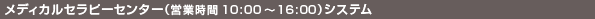 メディカルセラピーセンター（営業時間10:00～16:00）システム